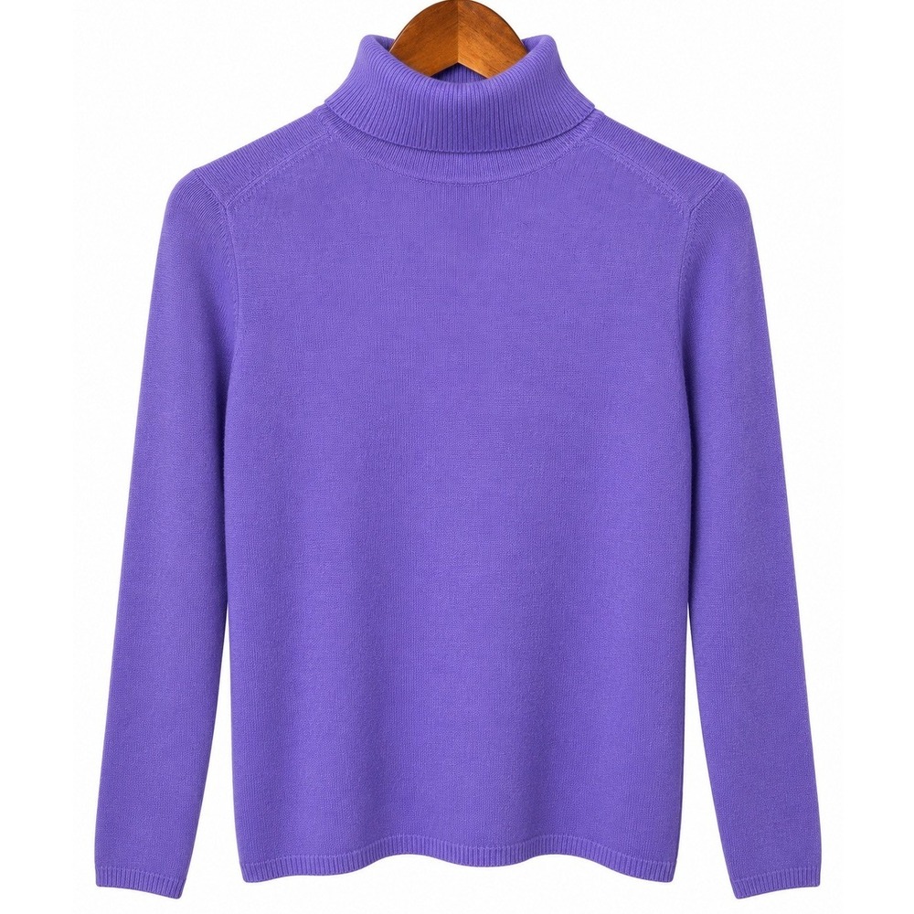 Charter Club 100% Cashmere Turtleneck Sweater Womens M Purple 2-Ply Classic